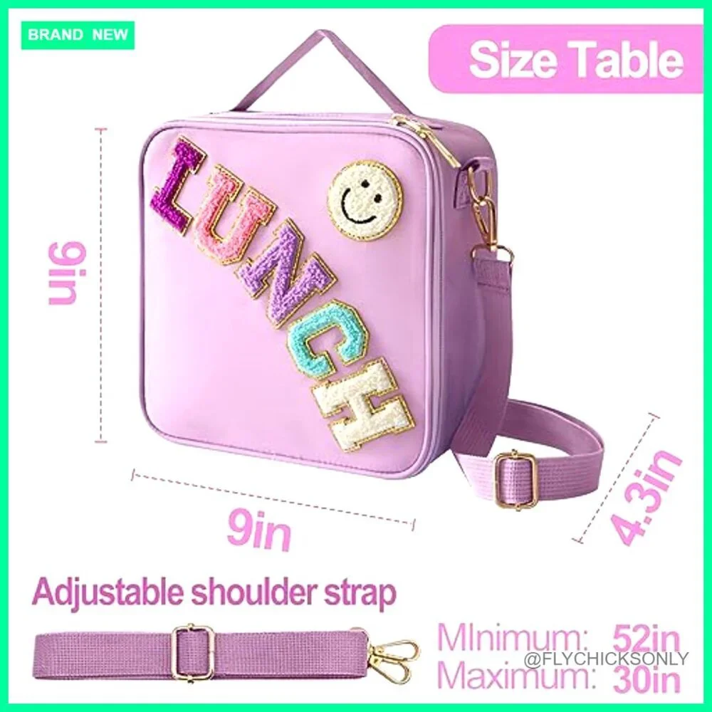 Large Insulated Lunch Tote with Adjustable Shoulder Strap, Nylon Material